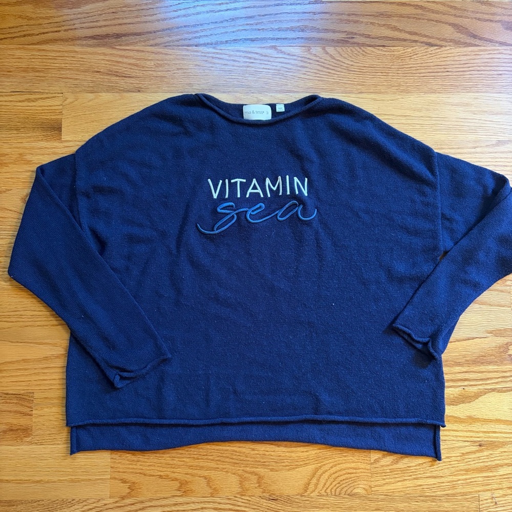 Mia & Tess vitamin sea navy blue sweater size medium